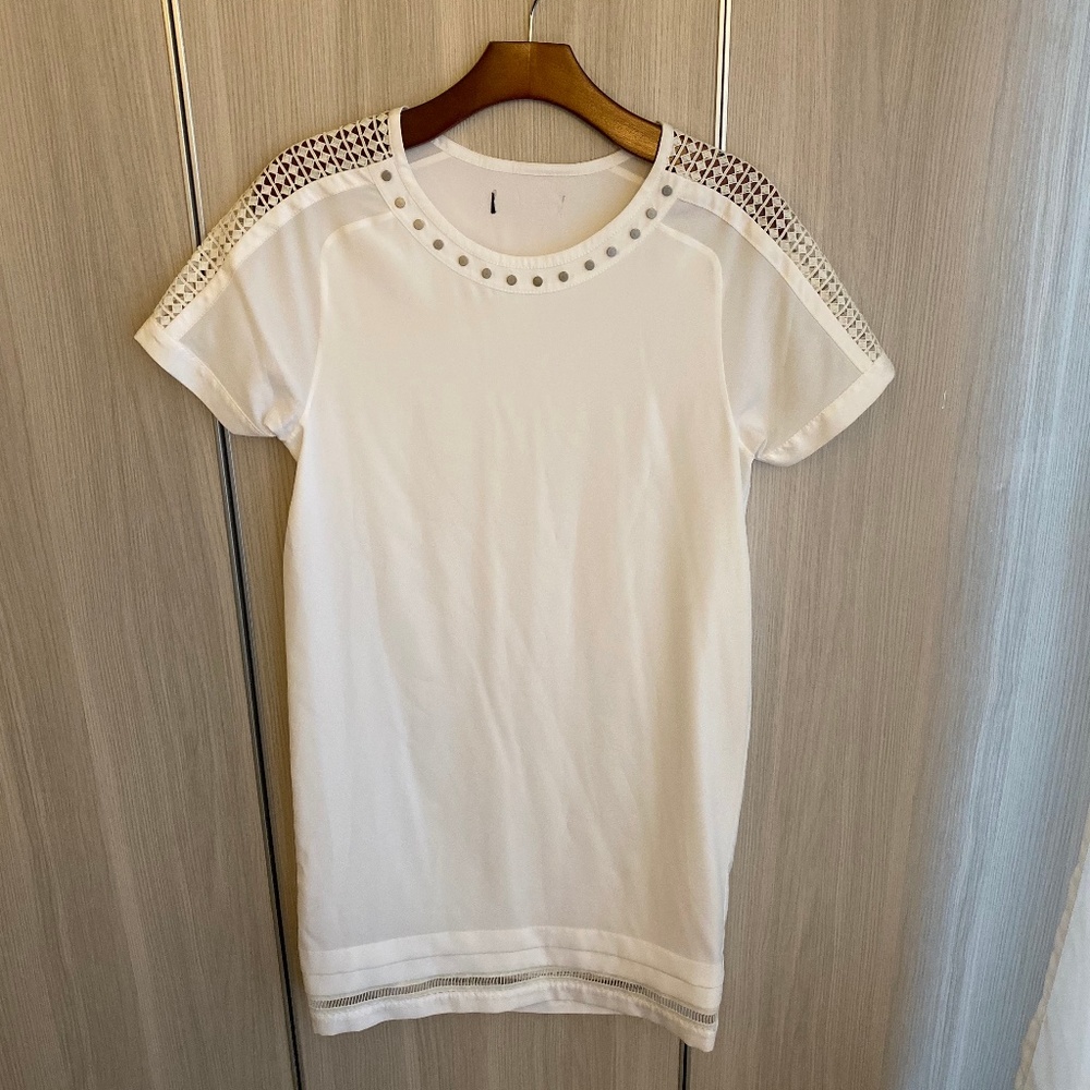 Diesel white oversize midi dress w hardware & lace